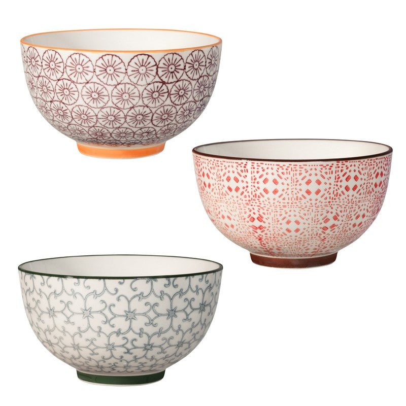 Bloomingville Schalen Isabella, blau rot, 3er Set
