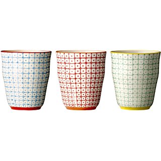 Bloomingville Latte Macchiato Becher Carla, grün blau rot, 3er Set