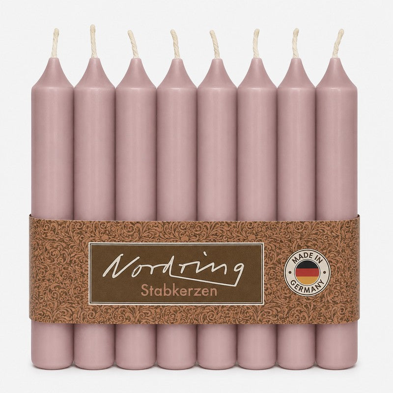 Nordring 8 Stück Stabkerzen, Malve, Höhe 18 cm ø 22 mm
