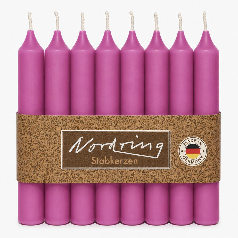 Nordring 8 Stück Stabkerzen, Fuchsia, Höhe 18 cm ø 22 mm