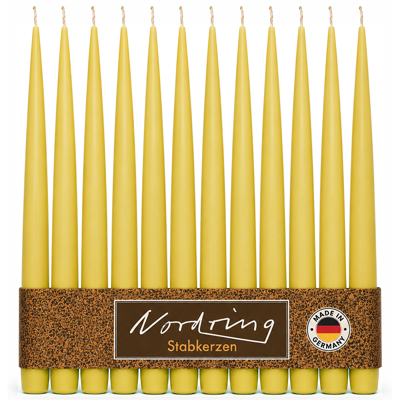 Nordring 12 Stück Spitzkerzen, Pastellgelb, Höhe 25 cm ø 23 mm