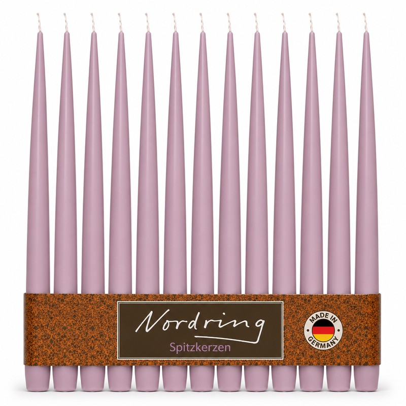 Nordring 12 Stück Spitzkerzen, Flieder, Höhe 25 cm ø 23 mm
