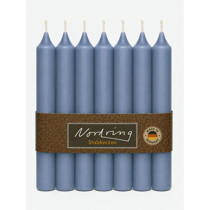 Nordring 8 Stück Stabkerzen, Polarblau, Höhe 18 cm ø 22 mm