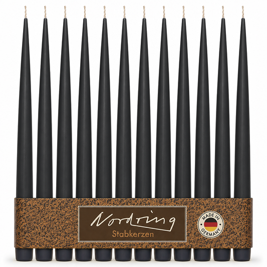 Nordring 12 Stück Spitzkerzen, Dunkelgrau, Höhe 25 cm ø 23 mm