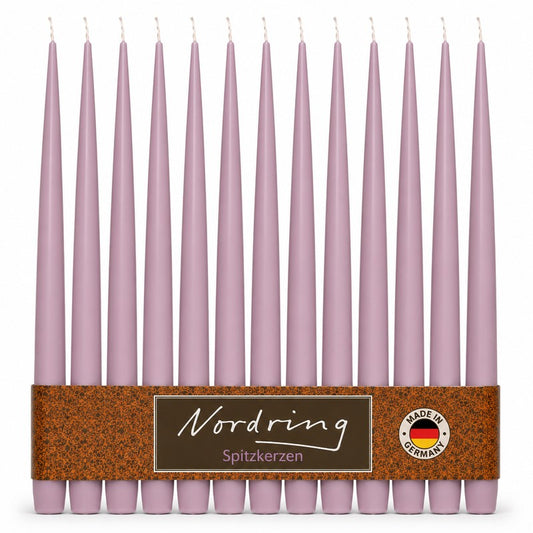 Nordring 12 Stück Spitzkerzen, Flieder, Höhe 25 cm ø 23 mm