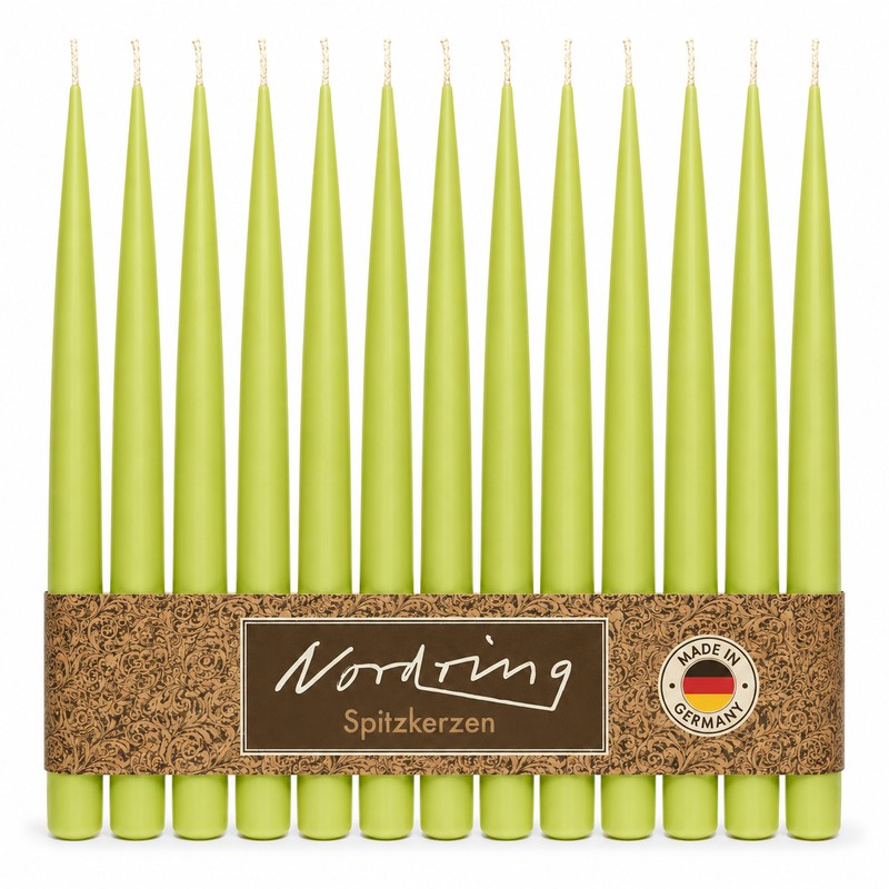 Nordring 12 Stück Spitzkerzen, Limone, Höhe 25 cm ø 23 mm