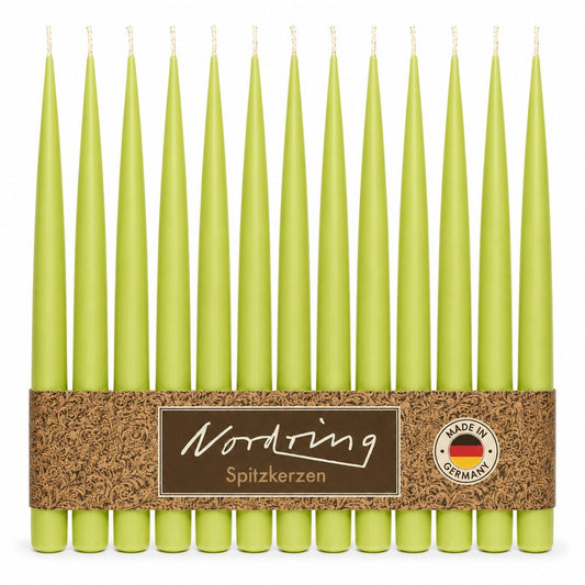 Nordring 12 Stück Spitzkerzen, Limone, Höhe 25 cm ø 23 mm